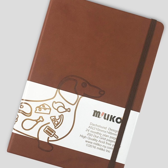 A5 PU LEATHER COVER DOT GRID DACHSHUND NOTEBOOK - Picture 7 of 7